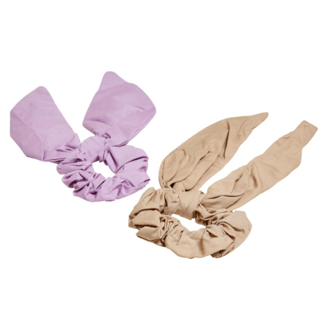 Scrunchies with XXL bow 2-pack light lilac/beige Urban Classics