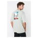 Trendyol pánske oversize/wide cut crew tričko s krátkym rukávom s tropickou potlačou 100% bavlne