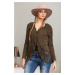 Suede jacket with khaki fringe