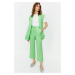 Trendyol Green Internal Tie Linen Look Kimono-Trousers Woven Suit