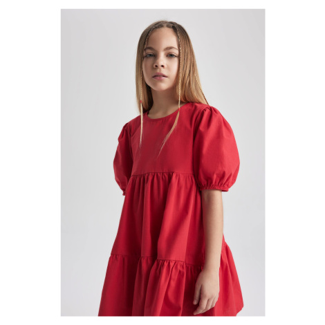 DEFACTO Girl&#39;s Short Sleeve Red Dress