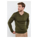 Trendyol Khaki Slim Slim Fit Polo Collar Plain Knitwear Sweater