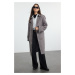 Trendyol Grey Oversize Belted Windbreaker Detailed Water Repellent Long Trench Coat