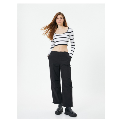 Koton Oversize Parachute Trousers with Floor Detail Pockets Cotton