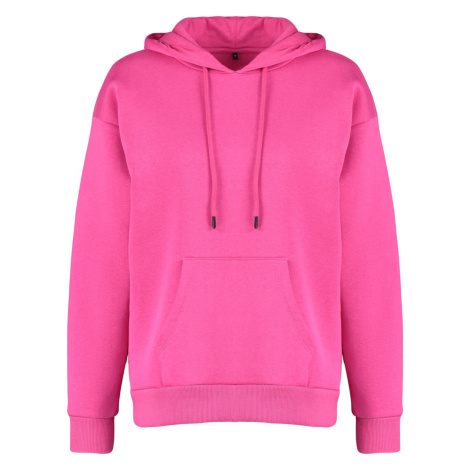 Trendyol Fuchsia Thick Fleece Inside Oversize/Wide Fit with a Hooded Basic Knitted Sweatshirt