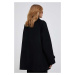 Vlnený kabát Tommy Hilfiger čierna farba, prechodný, oversize