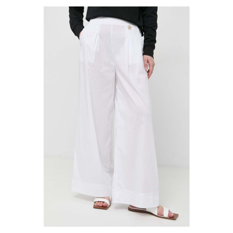 Nohavice Liu Jo dámske, biela farba, široké, vysoký pás