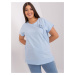 Light blue blouse plus size with decorative application