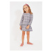 Trendyol Lilac Plaid Girl Knitted Dress