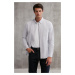 GRIMELANGE Cliff Men's 100% Cotton Pocket Oxford Gray / White Shirt