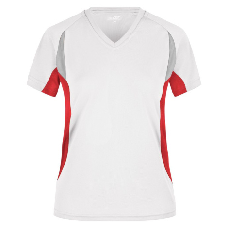 James & Nicholson Dámske funkčné tričko s krátkym rukávom JN390 - Biela / červená