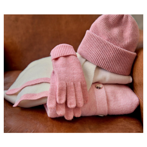 Pletené rukavice s vlnou, ružové Tchibo