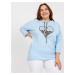 Light blue women's blouse plus size with 3/4 sleeves