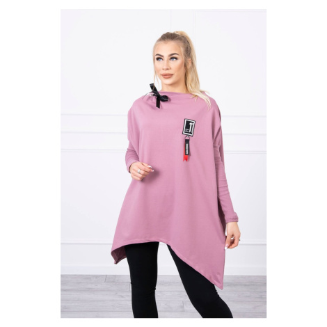 Oversized sweatshirt with asymmetrical sides dark pink