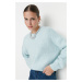Trendyol Mint Wide Fit mäkký textúrovaný základný pletený sveter