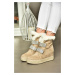 Fox Shoes R602891602 Women's Beige Suede Wedge Heels Boots