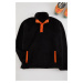 Trendyol Black Stand Collar Color Blocked Fleece Sweatshirt