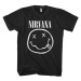 Nirvana Tričko White Happy Face Unisex Black