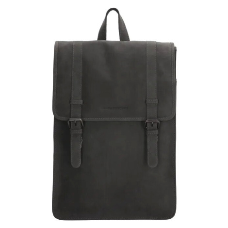 Hide & Stitches Čierny mestský kožený ruksak „Metropolitan“ 11L