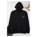 Trendyol Black Oversize/Wide Cut Lion Embroidered Fleece Inside Hooded Sweatshirt