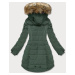Zelená asymetrická dámska zimná bunda (M-21301)