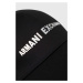 Bavlnená šiltovka Armani Exchange čierna farba, s potlačou