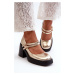 Eco-friendly leather pumps with chunky heels, gold Halmina