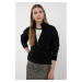 Trendyol Black Soft Textured Zippered Knitwear Cardigan