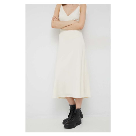 Sukňa Calvin Klein béžová farba, maxi, rovný strih