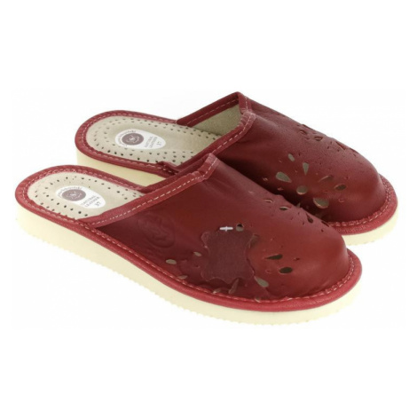 Dámske luxusné kožené červené papuče ELISA John-C