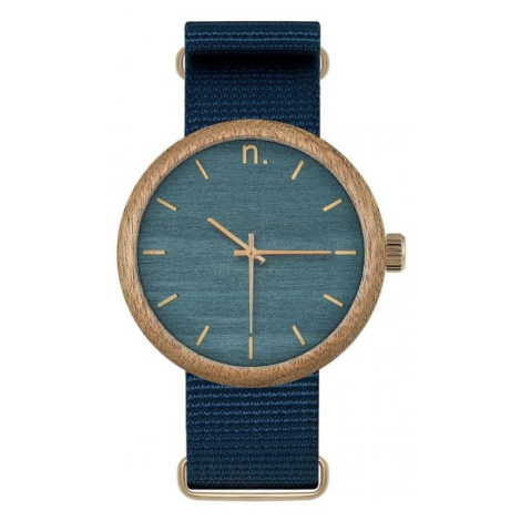 Modré drevené hodinky s textilným remienkom pre pánov