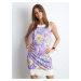Floral dress with a purple neckline on the back