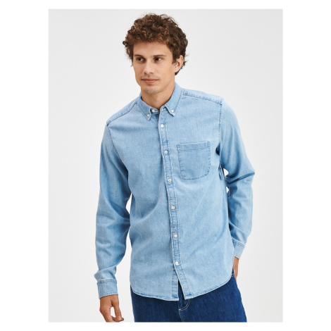 Modrá pánska rifľová košeľa denim shirt GAP