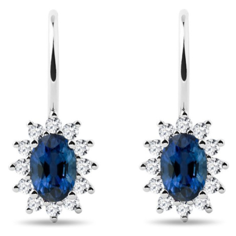 Náušnice z bieleho zlata sa zafíry a diamanty KLENOTA