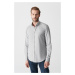 Avva Men's Light Gray Buttoned Collar Cotton Comfort Fit Comfy-cut Shirt