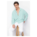 Trendyol Mint Oversize Fit Open Collar Summer Linen Look Shirt