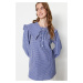 Trendyol Blue Baby Collar Gingham Patterned Woven Tunic