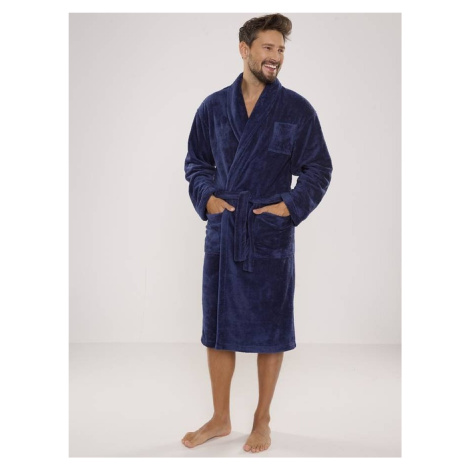 Bathrobe De Lafense 811 Plush M-2XL men's navy blue 059