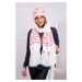 Women's set with scarf Anika K304 ecru + raspberry