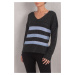armonika Women's Smoky Lily V-Neck Striped Knitwear Sweater