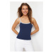 Trendyol Blue Color Block Fitted Square Neck Strap Knitted Undershirt