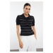 Trendyol Black Polo Neck Striped Knitwear Sweater