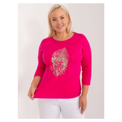 Fuchsia women's plus-size blouse with appliqué