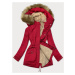 Červeno-béžová teplá dámska zimná bunda (W559)