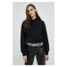 Mikina Karl Lagerfeld dámska, čierna farba, s kapucňou, jednofarebná