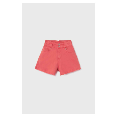 Detské rifľové krátke nohavice Mayoral ružová farba, jednofarebné
