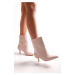 Shoeberry Women's Kerry Beige Skin Short Heel Boots Beige Skin