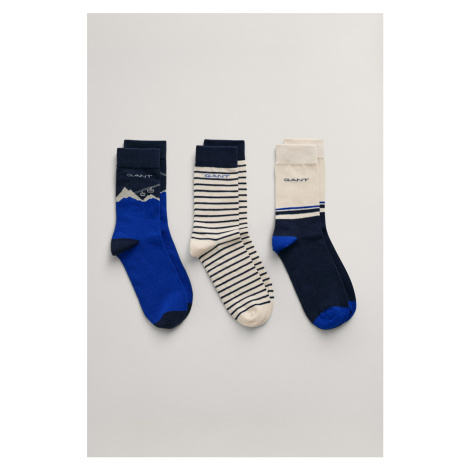 PONOŽKY GANT ALPINE JACQUARD SOCKS 3-PACK BOLD BLUE