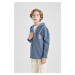 DEFACTO Boy's Hooded Gabardine Long Sleeve Shirt