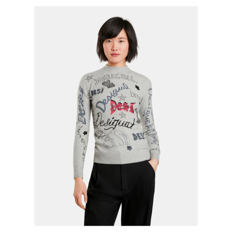 Grey Desigual Paloma Womens Patterned Sweater - Women